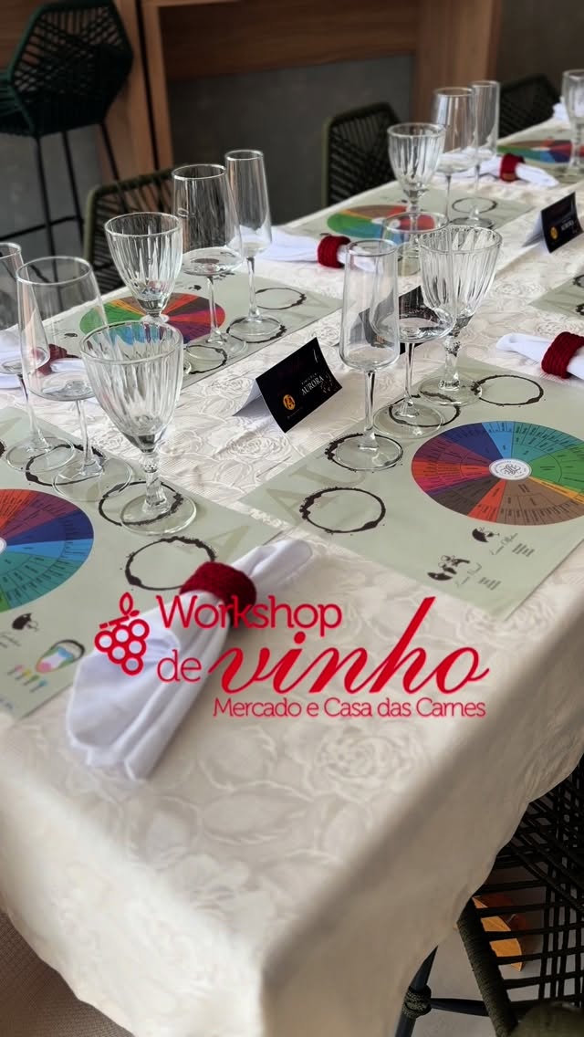 Mesa montada do Workshop de Vinhos